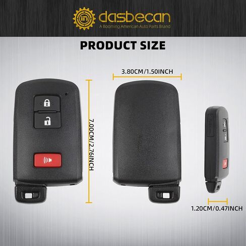 استبدال مفتاح Dasbecan Key Fob متوافق مع Toyota Highlander 2017-2019 Land Cruiser 2016-2018 4Runner 2020-2021 Tacoma 2015-2021 Sequoia Tundra 2019-2021 يستبدل HYQ14FBA 281451-2110 3 أزرار in Saudi Arabia