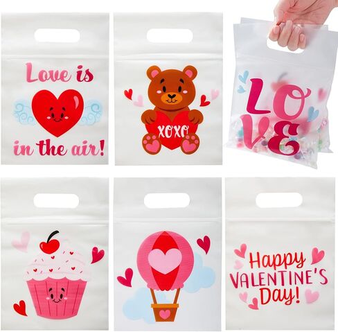 JOYIN 36 Pcs Valentine's Day Cellophane Gift Bag, Candy Bag with 6 Valentine’s Themed Designs for Kids Party Favor, Classroom Exchange Prizes,Valentine’s Goody Bag in Saudi Arabia