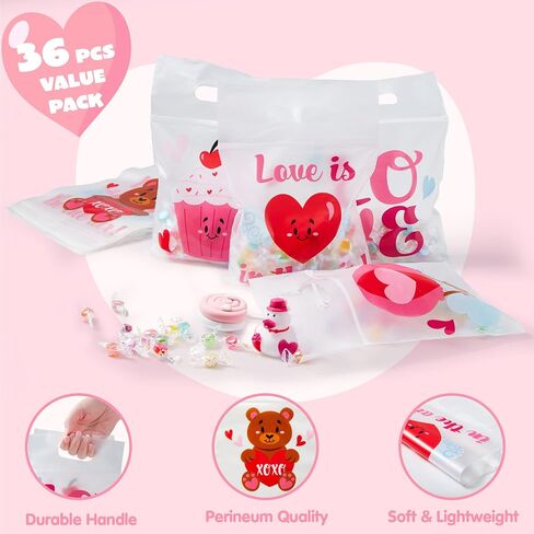 JOYIN 36 Pcs Valentine's Day Cellophane Gift Bag, Candy Bag with 6 Valentine’s Themed Designs for Kids Party Favor, Classroom Exchange Prizes,Valentine’s Goody Bag in Saudi Arabia