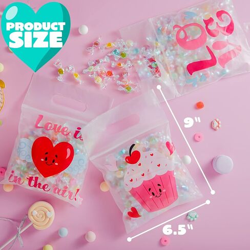 JOYIN 36 Pcs Valentine's Day Cellophane Gift Bag, Candy Bag with 6 Valentine’s Themed Designs for Kids Party Favor, Classroom Exchange Prizes,Valentine’s Goody Bag in Saudi Arabia