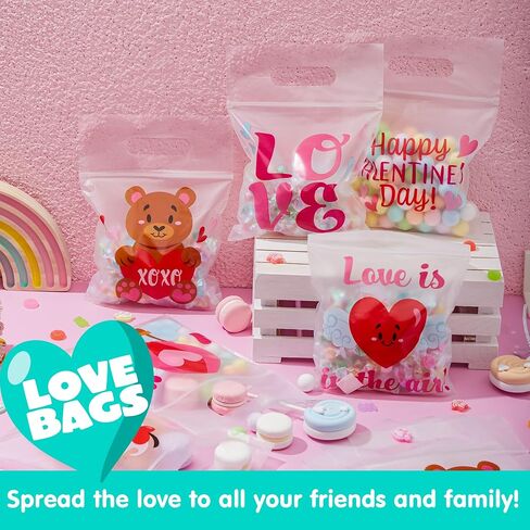 JOYIN 36 Pcs Valentine's Day Cellophane Gift Bag, Candy Bag with 6 Valentine’s Themed Designs for Kids Party Favor, Classroom Exchange Prizes,Valentine’s Goody Bag in Saudi Arabia