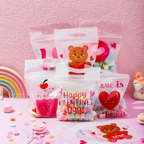 JOYIN 36 Pcs Valentine's Day Cellophane Gift Bag, Candy Bag with 6 Valentine’s Themed Designs for Kids Party Favor, Classroom Exchange Prizes,Valentine’s Goody Bag in Saudi Arabia