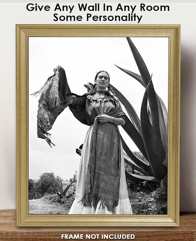 Vintage Frida Kahlo and an Agave Plant Wall Art Print: 8x10 Unframed Wall Poster for Home, Office, Dorm, Bedroom, Studio & Man Cave Room Decor - Chic Home Decor & Creative Housewarming Gift Idea in Kuwait