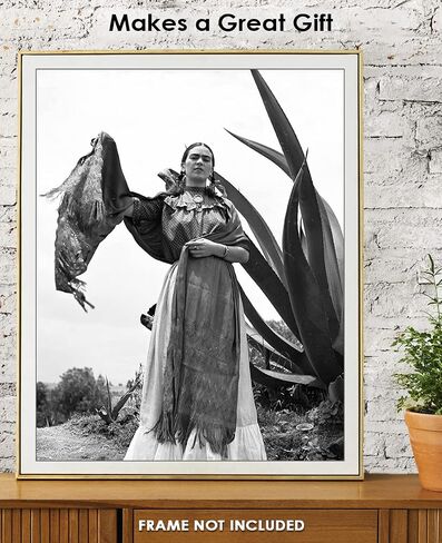 Vintage Frida Kahlo and an Agave Plant Wall Art Print: 8x10 Unframed Wall Poster for Home, Office, Dorm, Bedroom, Studio & Man Cave Room Decor - Chic Home Decor & Creative Housewarming Gift Idea in Kuwait