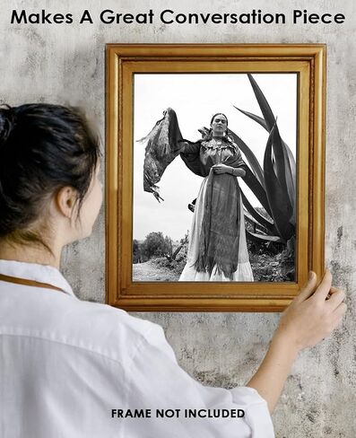 Vintage Frida Kahlo and an Agave Plant Wall Art Print: 8x10 Unframed Wall Poster for Home, Office, Dorm, Bedroom, Studio & Man Cave Room Decor - Chic Home Decor & Creative Housewarming Gift Idea in Kuwait