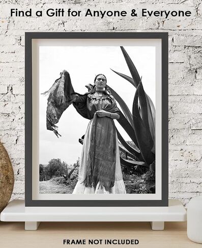 Vintage Frida Kahlo and an Agave Plant Wall Art Print: 8x10 Unframed Wall Poster for Home, Office, Dorm, Bedroom, Studio & Man Cave Room Decor - Chic Home Decor & Creative Housewarming Gift Idea in Kuwait