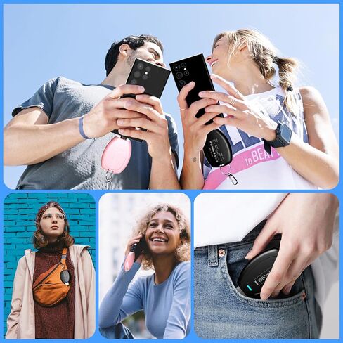 (عبوتان) شاحن محمول بسلسلة مفاتيح USB-C، بنك طاقة صغير 1600 مللي أمبير في الساعة، حزمة بطارية مدمجة للغاية، حلقة مفاتيح لهاتف iPhone 15/15 Plus/15 Pro/15 Pro Max/ Samsung Type-C e4810 scp flip Phone - أسود ووردي in Kuwait