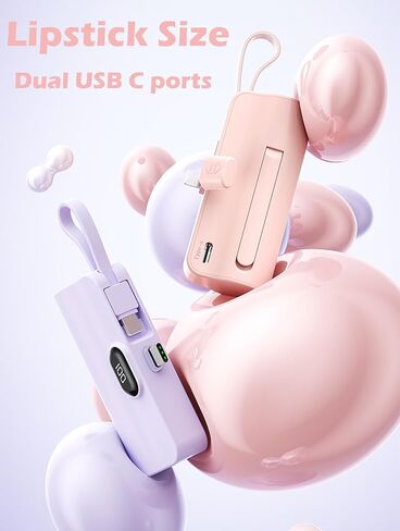 Mini power bank 5500mAh Portable Power Bank,Dual USB-C ports Cell Phone Power Charger, LCD LED Display Battery Compatible with iPhone17/16/15 plus/15 pro/15 pro Max/Android phone/Samsung/Moto/LG etc in Saudi Arabia