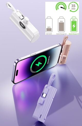 Mini power bank 5500mAh Portable Power Bank,Dual USB-C ports Cell Phone Power Charger, LCD LED Display Battery Compatible with iPhone17/16/15 plus/15 pro/15 pro Max/Android phone/Samsung/Moto/LG etc in Saudi Arabia