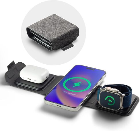 شاحن سفر Mophie 3 في 1 مع MagSafe - شحن لاسلكي سريع لأجهزة iPhone وApple Watch وAirPods متوافق مع iPhone 15/14/13/12 [معتمد من Apple MFi] in Kuwait