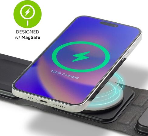 شاحن سفر Mophie 3 في 1 مع MagSafe - شحن لاسلكي سريع لأجهزة iPhone وApple Watch وAirPods متوافق مع iPhone 15/14/13/12 [معتمد من Apple MFi] in Kuwait