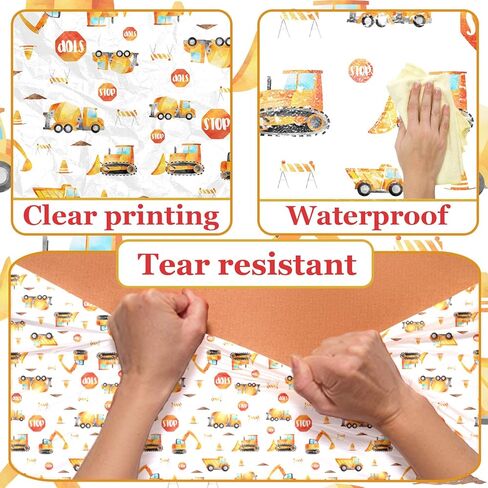 3 قطع مفارش طاولة البناء - لوازم حفلات أعياد الميلاد، شاحنة قلابة، أغطية طاولات بلاستيكية مستطيلة للاستعمال مرة واحدة لحفلات أعياد الميلاد للأولاد in Kuwait