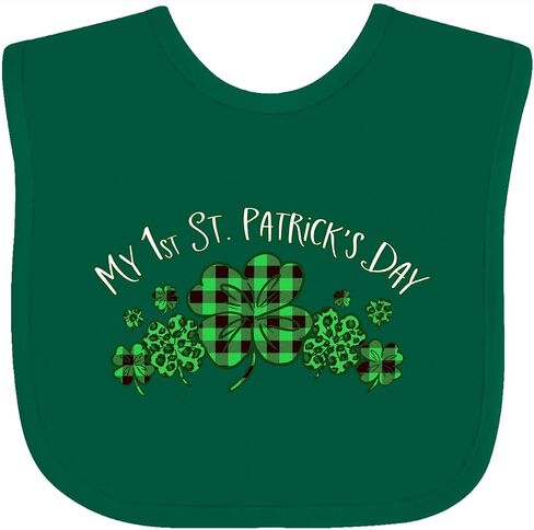 inktastic My 1st St. Patrick's Day with Plaid Shamrocks Baby Bib in Saudi Arabia