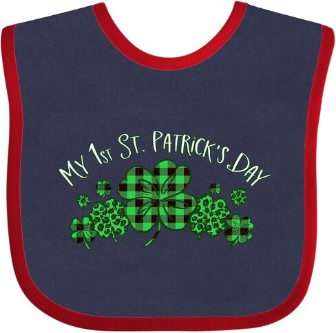 inktastic My 1st St. Patrick's Day with Plaid Shamrocks Baby Bib in Saudi Arabia