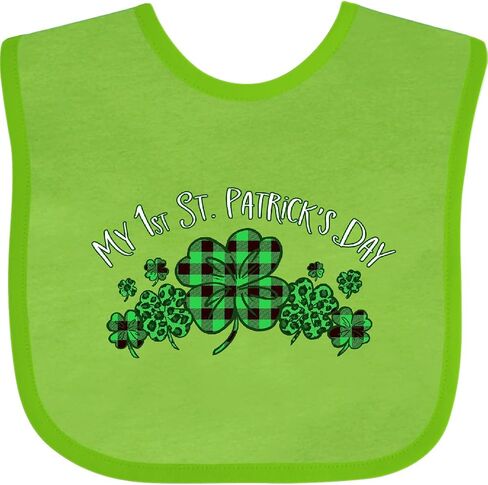 inktastic My 1st St. Patrick's Day with Plaid Shamrocks Baby Bib in Saudi Arabia