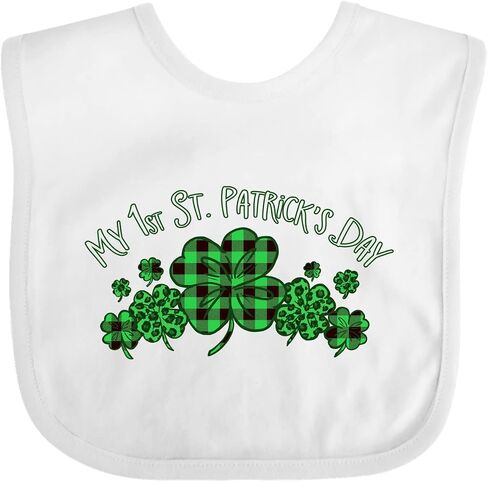 inktastic My 1st St. Patrick's Day with Plaid Shamrocks Baby Bib in Saudi Arabia
