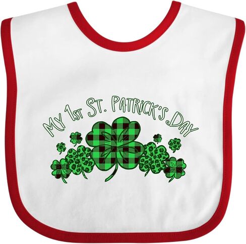 inktastic My 1st St. Patrick's Day with Plaid Shamrocks Baby Bib in Saudi Arabia