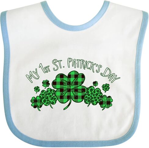 inktastic My 1st St. Patrick's Day with Plaid Shamrocks Baby Bib in Saudi Arabia