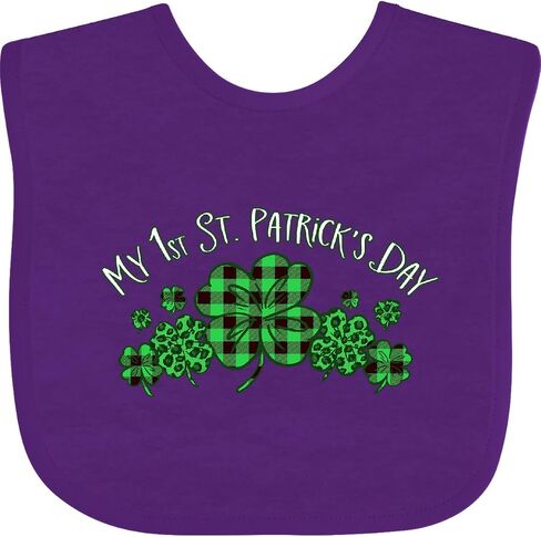 inktastic My 1st St. Patrick's Day with Plaid Shamrocks Baby Bib in Saudi Arabia