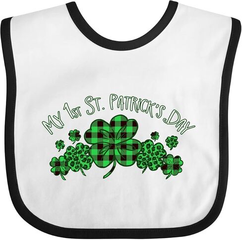 inktastic My 1st St. Patrick's Day with Plaid Shamrocks Baby Bib in Saudi Arabia