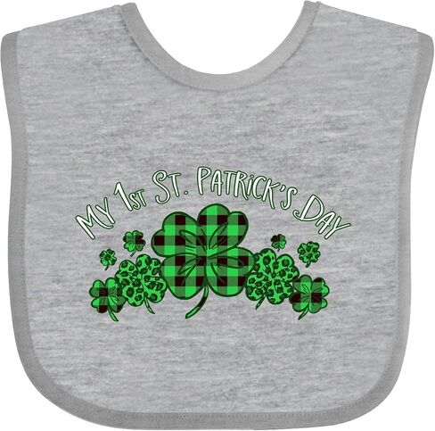 inktastic My 1st St. Patrick's Day with Plaid Shamrocks Baby Bib in Saudi Arabia