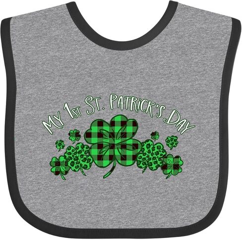 inktastic My 1st St. Patrick's Day with Plaid Shamrocks Baby Bib in Saudi Arabia