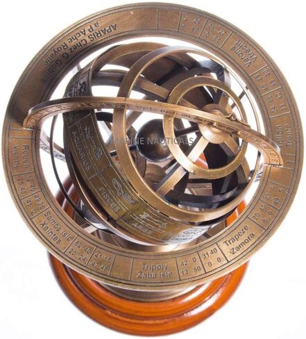 6" Brass Armillary Sphere Globe Clock Spherical Astrolabe Vintage Compass - Nautical Decor in Saudi Arabia