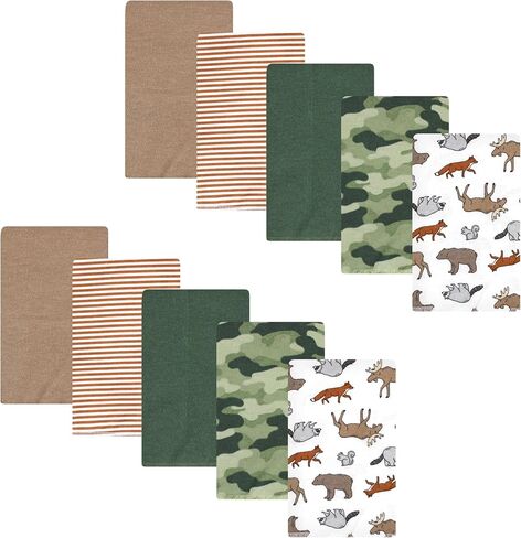 Hudson Baby Unisex Baby Cotton Flannel Burp Cloths, Animal Adventure 10 Pack, One Size in Saudi Arabia
