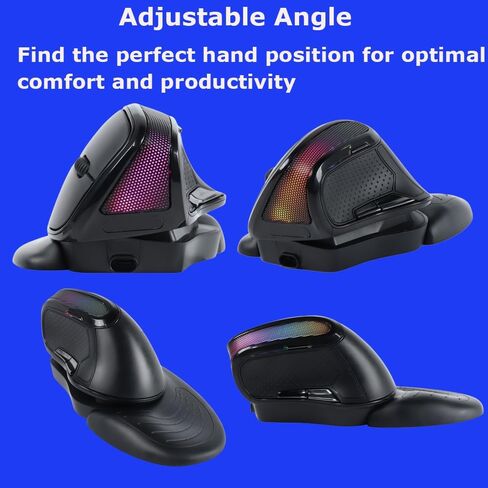 Wireless Mouse Large Ergonomic Vertical Angle Adjustable Ergo Upright Carpal Tunnel Right Hand 6 buttons USB Optical Cordless Mice for PC Laptop Computer Macbook,3600 DPI,Removable Palm Rest,RGB Light in Saudi Arabia