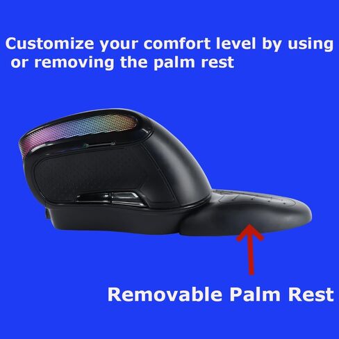 Wireless Mouse Large Ergonomic Vertical Angle Adjustable Ergo Upright Carpal Tunnel Right Hand 6 buttons USB Optical Cordless Mice for PC Laptop Computer Macbook,3600 DPI,Removable Palm Rest,RGB Light in Saudi Arabia