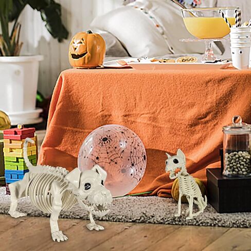 هيكل عظمي للكلب والقط، قطعتان من عظام الهيكل العظمي لحيوانات الهالوين البلاستيكية للمناسبات الداخلية/الخارجية للهالوين، ديكور حفلات مشهد مخيف in Kuwait