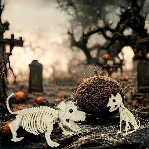 هيكل عظمي للكلب والقط، قطعتان من عظام الهيكل العظمي لحيوانات الهالوين البلاستيكية للمناسبات الداخلية/الخارجية للهالوين، ديكور حفلات مشهد مخيف in Kuwait