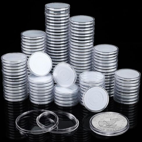 300 Pcs 46mm Coin Capsules Coin Holder Capsules Clear Plastic Coin Capsules with 7 Sizes 16/20/25/27/30/38/46 mm Protect Gasket Round Coins Container Case Holder for Coin Collection Supplies in Saudi Arabia
