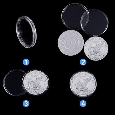 300 Pcs 46mm Coin Capsules Coin Holder Capsules Clear Plastic Coin Capsules with 7 Sizes 16/20/25/27/30/38/46 mm Protect Gasket Round Coins Container Case Holder for Coin Collection Supplies in Saudi Arabia