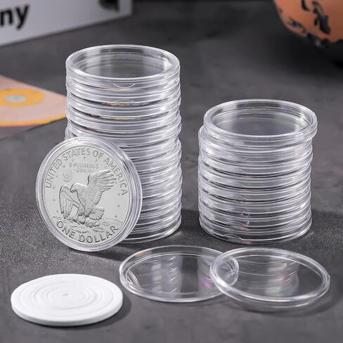 300 Pcs 46mm Coin Capsules Coin Holder Capsules Clear Plastic Coin Capsules with 7 Sizes 16/20/25/27/30/38/46 mm Protect Gasket Round Coins Container Case Holder for Coin Collection Supplies in Saudi Arabia