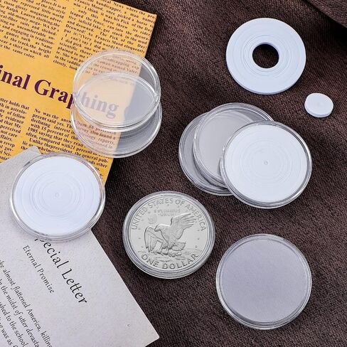 300 Pcs 46mm Coin Capsules Coin Holder Capsules Clear Plastic Coin Capsules with 7 Sizes 16/20/25/27/30/38/46 mm Protect Gasket Round Coins Container Case Holder for Coin Collection Supplies in Saudi Arabia