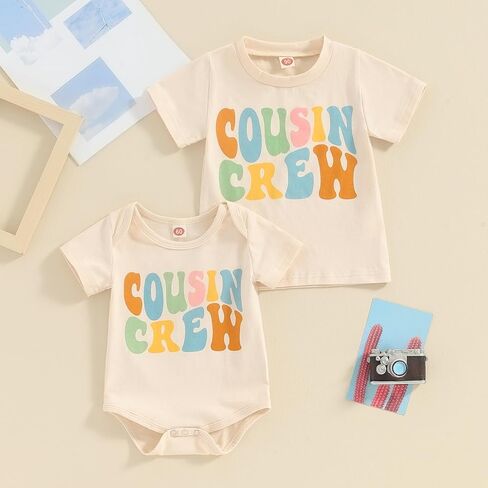 قمصان Cousin Crew للأطفال البنات والأولاد بذلة رومبير سويت شيرت Sister Brother Cousin Crew ملابس متطابقة ملابس الخريف (Z بيج، 18-24 شهرًا) in Saudi Arabia