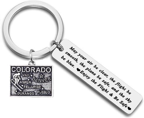 Pilot Gift Flight Attendant Gift Fly Safe Keychain Pilot Graduation Gift Airplane Pilot Aviation Gift State Map Charms in Kuwait
