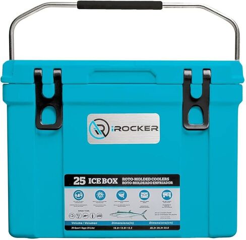 iROCKER 25L Roto-Molded Cooler, Heavy Duty Ice Box Equipped with Quick Drain Water Release Valve, 18" x 14" x 13" in Saudi Arabia