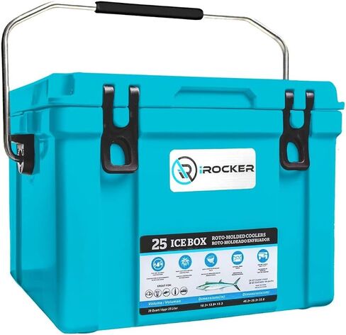 iROCKER 25L Roto-Molded Cooler, Heavy Duty Ice Box Equipped with Quick Drain Water Release Valve, 18" x 14" x 13" in Saudi Arabia