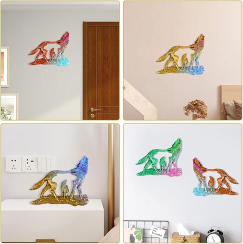Wolf Resin Molds Howling Wolf Resin Mold Double Wolf Standing Silicone Mold Wall Decor with Lawn Animal Statue for DIY Wall Hanging Window Door Decor in Saudi Arabia