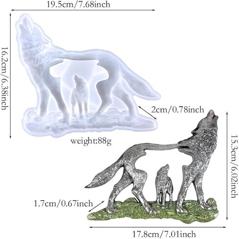 Wolf Resin Molds Howling Wolf Resin Mold Double Wolf Standing Silicone Mold Wall Decor with Lawn Animal Statue for DIY Wall Hanging Window Door Decor in Saudi Arabia