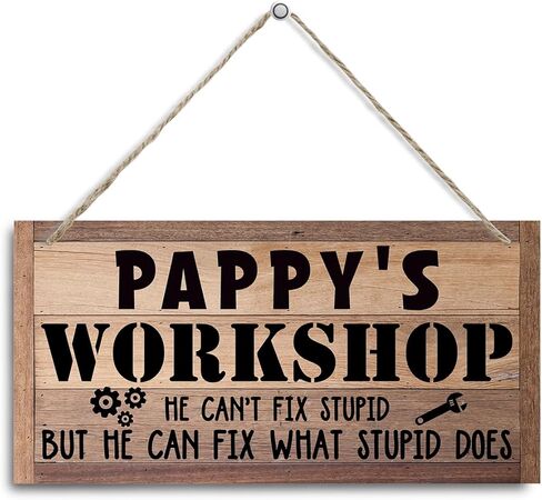 Pappy's Workshop Sign Gift for Pappy, Decorative Hanging Wall Plaque Wood Sign, Woodworking Room Decor, Farmhouse Decor for Garage, Funny Workshop Decor, Papa Gift for Birthday Christmas Father's Day in Saudi Arabia