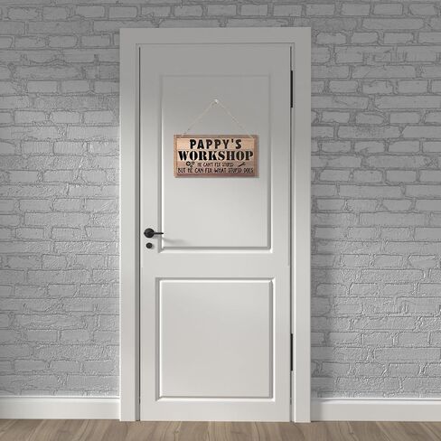 Pappy's Workshop Sign Gift for Pappy, Decorative Hanging Wall Plaque Wood Sign, Woodworking Room Decor, Farmhouse Decor for Garage, Funny Workshop Decor, Papa Gift for Birthday Christmas Father's Day in Saudi Arabia