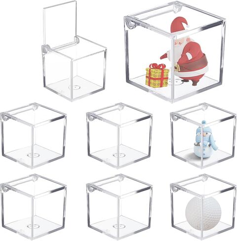 CHGCRAFT 12Pcs Acrylic Single Ball Display Case Transparent Holder with Flip Cover Cube Display Box for Ball Collectibles, Inner Size 44x44mm in Saudi Arabia