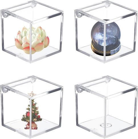 CHGCRAFT 12Pcs Acrylic Single Ball Display Case Transparent Holder with Flip Cover Cube Display Box for Ball Collectibles, Inner Size 44x44mm in Saudi Arabia