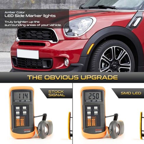 VIPMOTOZ عجلة أمامية قوس كامل LED كروم الإسكان الجانب ماركر ضوء مجموعة مصابيح استبدال زوج لميني كوبر R55 R56 R57 R58 R59 R60 R61، جانب السائق والراكب in Saudi Arabia