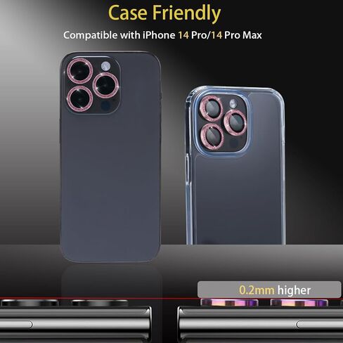 Camera Lens Protector for iPhone 14 Pro & iPhone 14 Pro Max, Tempered Glass Lens Protector Aluminum Alloy Ring Camera Cover Fits for iPhone 14 Pro/iPhone 14 Pro Max (Black) in Saudi Arabia