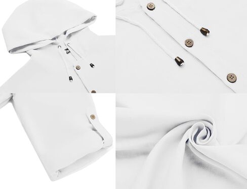 Mens Linen Shirts Casual Button Down Shirts Long Sleeve Roll-Up Sleeve Summer Beach Shirts Tops with Hood in Saudi Arabia