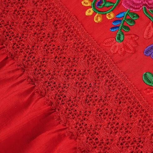 Women Mexican Dress Traditional Off Shoulder Embroidered Present Casual Sexy Lace Long Maxi Dress Cinco de Mayo Outfit in Saudi Arabia